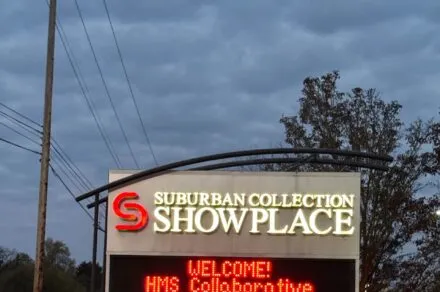 The signage at the venue showing the conference details