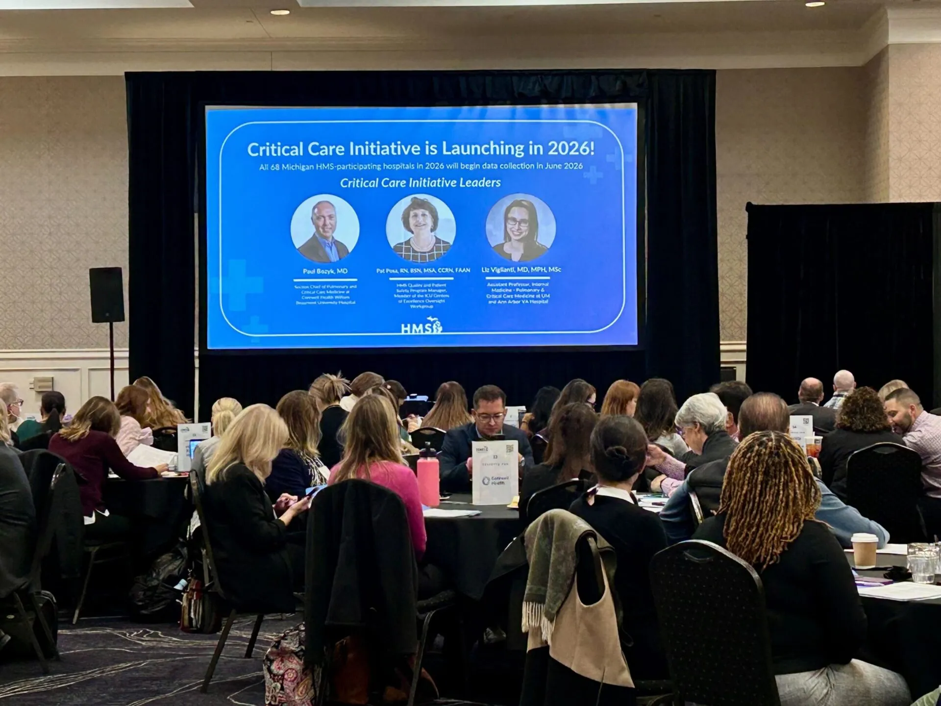 A screen showing the new leaders of the critical care initiative
