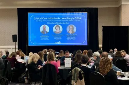 A screen showing the new leaders of the critical care initiative